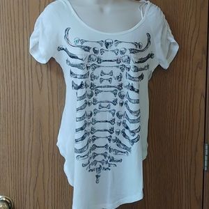 Holographic Open Back Skull Rib Cage Top